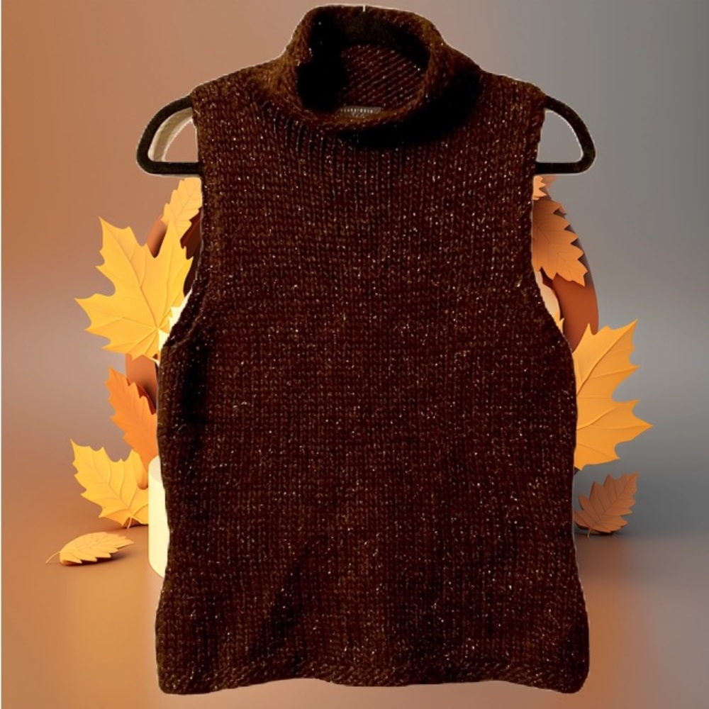 Vintage Classiques Entier Autumn Brown and Gold Chunky Knit Top